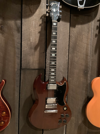 this 1975 Gibson SG was my first real guitar. I pretty much learned how to play on this instrument.

