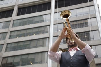 Performing Craig Shepard's "Trumpet City," New York, NY. Photo Credit: Beth O'Brien
