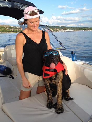 Roxy out boating.
