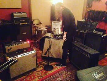 The brilliant Craig Dreyer setting up some amps for a Swang recording session. Visit him at www.mightytoad.com. Photo by Jason Gill.
