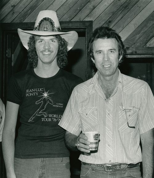 Mark and Buck White (mandolin) at the album sessions in Nashville