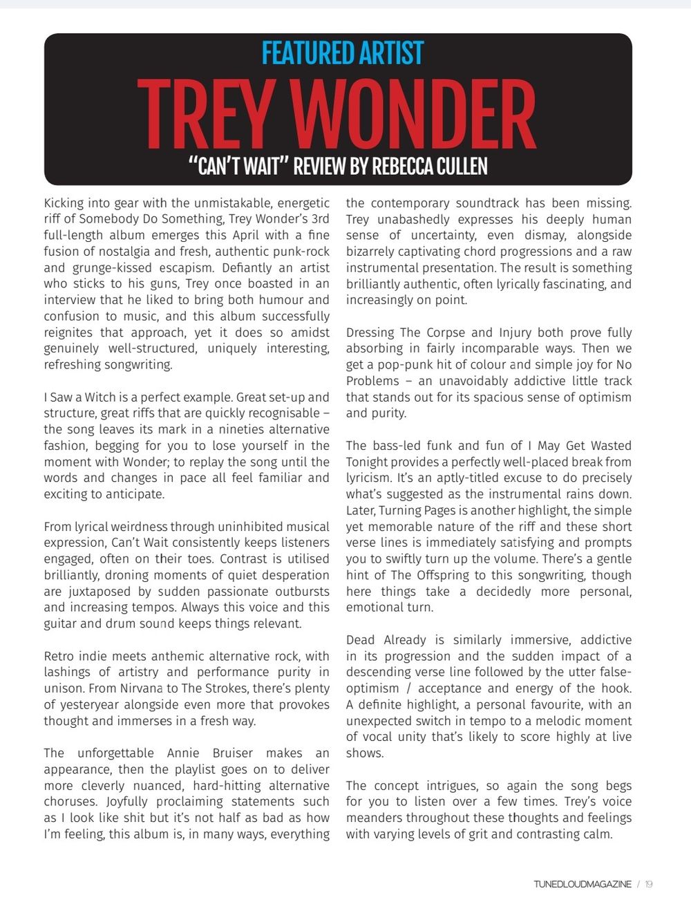 Trey Wonder in tunedloud magazine