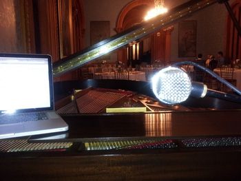 My view behind the mic, piano & laptop. Ready for guests!
