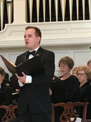 Charlie singing as the tenor soloist for Mozart's "Coronation Mass in C" with the Fine Arts Chorale; November 19, 2017.
