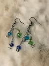 Green and blue dangle earrings