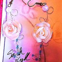 White rose earrings