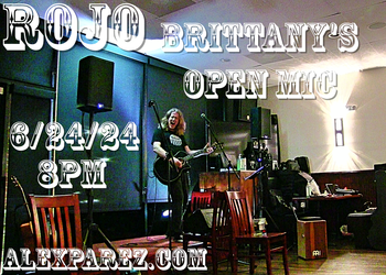 www.alexparez.com/shows Alex The Red Parez aka El Rojo! Hosting Open Mic Night Monday Nights at Brittany's in Lake Ridge, VA! EVERY Monday night in The Dining Room! Monday, June 24th, 2024! I'll perform a 30 minute set 8:15pm-8:45pm, come by early! Sign up at 8:00pm, Performances 8:15pm-11:30pm!
