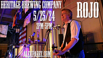 www.alexparez.com/shows Alex The Red Parez aka El Rojo Returns to Heritage Brewing Company in Manassas, VA! Saturday! May 25th, 2024, 2:00pm-5:00pm!
