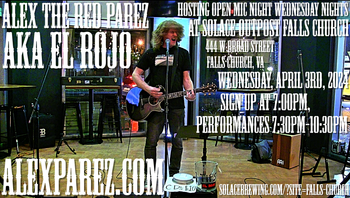 www.alexparez.com/shows Alex The Red Parez aka El Rojo! Hosting Open Night Wednesday Nights at Solace Outpost in Falls Church, VA! Wednesday, April 3rd, 2024, 7:00pm-10:30pm!
