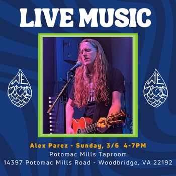 www.alexparez.com Alex The Red Parez aka El Rojo! Live! At Water's End Brewery at Potomac Mills in Woodbridge, VA! Sunday, March 6th, 2022 4:00pm-7:00pm
