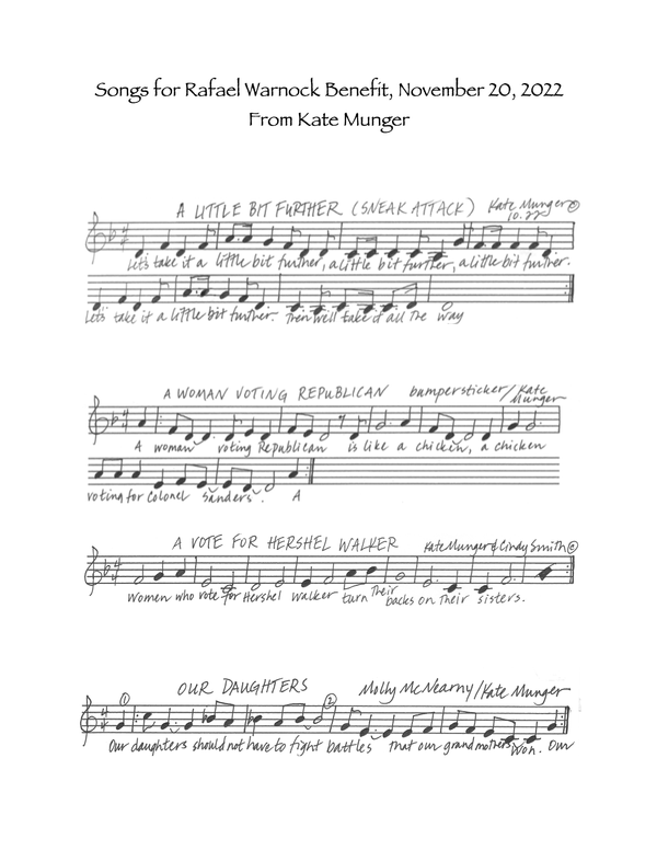 Kate Munger's Song for Sen Warnock Fundraiser Nov 2022