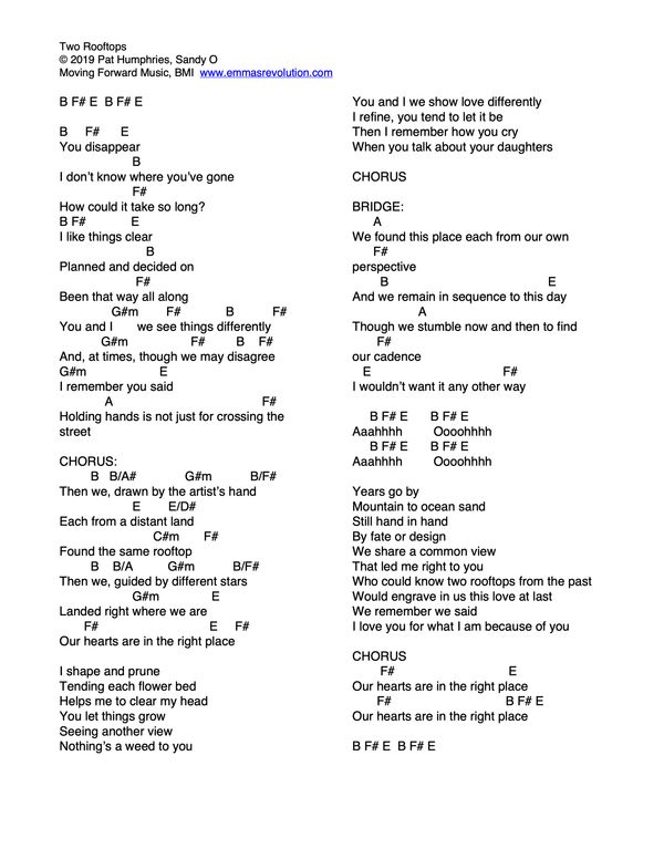 Emma's Revolution Chords and more for "Learn An Emma's Revolution Song"