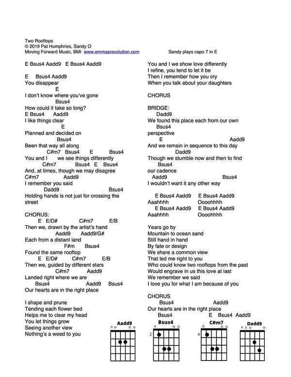 Emma's Revolution Chords and more for "Learn An Emma's Revolution Song"