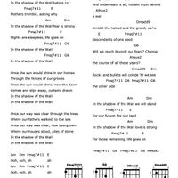 Shadow of the Wall - Lyrics with Chords as Sandy Plays Them
