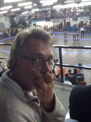 A random photo of Jeff Holmes expressing his feelings at the Nashville roller derby.
