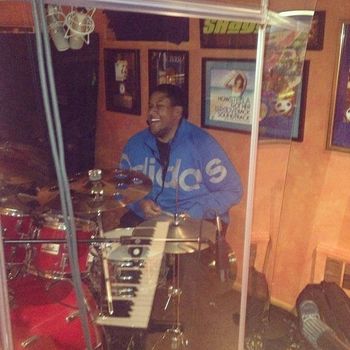 "Playing" Drums in Shaggy's Studio
