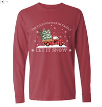 "Let It Snow" Long Sleeve Christmas Shirt-Dark Red