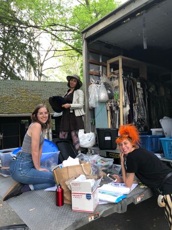 Awww, the ever busy bees and fantastic costume gals, designer Vanessa Aitken on the left, orange-haired Hannah Hamilton and distinguished Maren Reese in the back. They worked nonstop!! Such great people!
