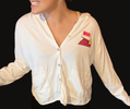 Upcycled White hooded Sweater S