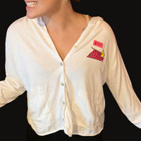 Upcycled White hooded Sweater S