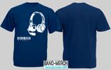 T-Shirt navy blue mit Kopfhörer und Logo