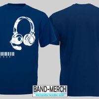 T-Shirt navy blue mit Kopfhörer und Logo