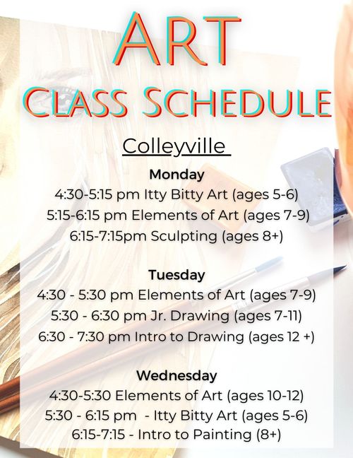 Schedule  Art Classes, Art Lessons & More
