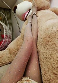 Rhinestone Skin/Black Pantyhose