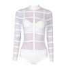 White Strip Netting Collar Bodysuit