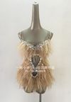 Nude/Skin Color Ostrich Fur Jumpsuit Costume