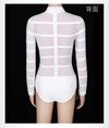 White Strip Netting Collar Bodysuit