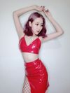 Costume for Female Singer Stage Performance with Sexy Bright Leather Skirt Set