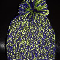 'Andonna' Kids Hat w/ Pompom - GREEN & PURPLE