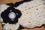 Thick Multicolored Headband with Black Flower