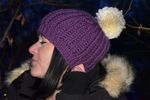 'Andonna' Hat w/ Pompom - PURPLE