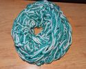 Teal and White Chunky Infinity Scarf