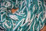 Teal and White Chunky Infinity Scarf