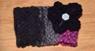 Charcoal/Pink Headband with Black Flower