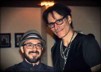 With Steve Vai; Kris at Raso Guitar Repairs Guelph. 519-835-0444 kris@rasoguitarrepairs.com
