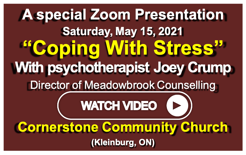Psychotherapist, Joey Crump gives practical tools to identify and cope with stress. We hope you'll take advantage of this great presentation and share it others who will benefit. 