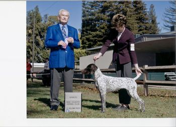 Dixee going Winners Bitch at the Wine Country KC show under Mr. Norman Patton. Ironically, Norm also awarded Frieda a BOB over top Specials at only 8 months old!
