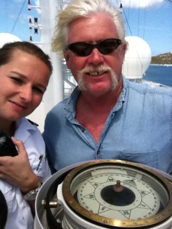 off jost van dyke with second officer Ana on M/V Seabourn Quest
