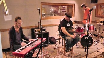 Dechen Hawk, Jubal and Todd May in KGNU Kabaret studio, 2-13-2012.
