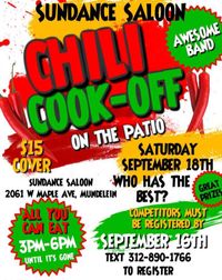 CHILI COOK OFF - ON THE PATIO 3PM - 6PM