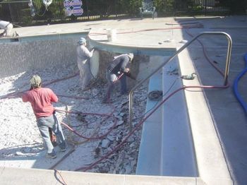 Application of new plaster for a commercial pool remodel.
