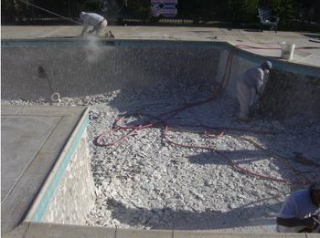 Demolition of pool plaster for a commercial pool remodel.
