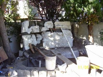 Construction of an artificial rock fish pond.
