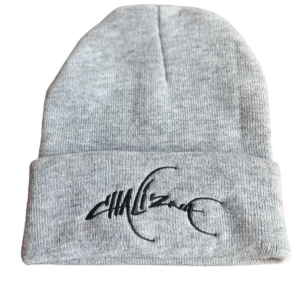 Unisex Beanie for Men and Women - Grey with Black Logo