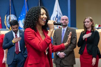 Alyssa Harris performs America the Beautiful at the Inaugural Ceremony for the new Mayor of the City of Austin. January 2023.
