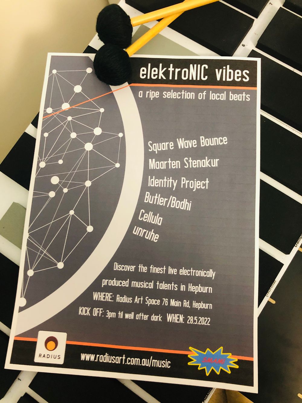 I am performing my music as part of the SMAM Collective at electroNIC vibes, Sat 28th June 2022, Radius Art Space, Hepburn Springs